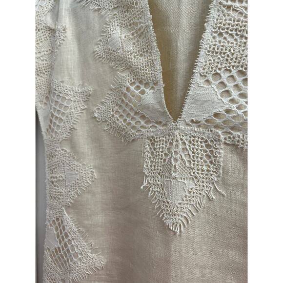 Zara Sleeveless Lace Detail V Neck Ivory Cream Cotton Top size Small - Picture 6 of 6
